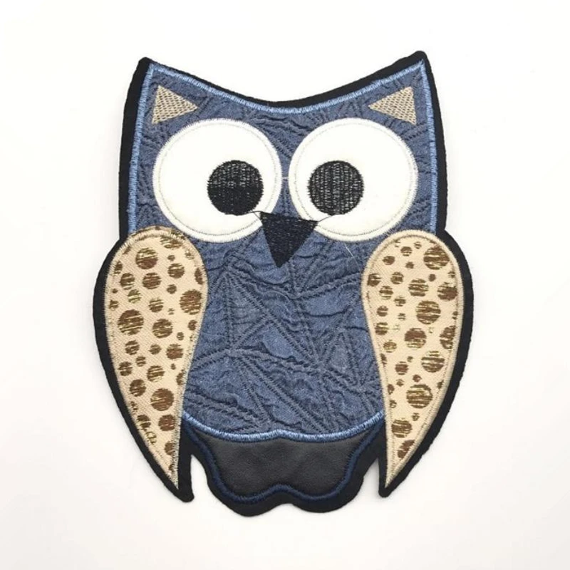

Cute Animal Owl Denim Patch T-shirt Press Sticker Washable Sew On Transfers Patches Hoodies Coat Bag 19x13cm, 1 PC