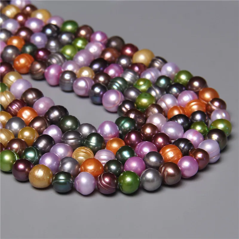 Real 8 9mm Natural Colorful Pearls Bead Freshwater Bread Pearl Loose