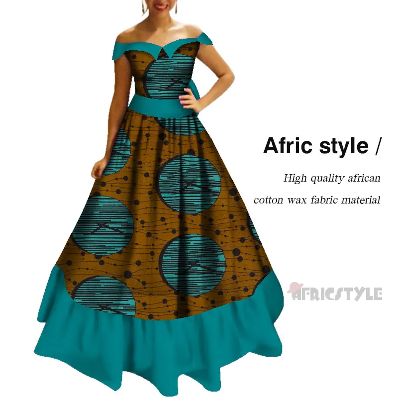 Африканские платья женские Базен Анкара принт Длинные платья Дашики традиционная африканская одежда WY5603