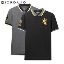 Giordano поло мужское slim fit футболка Polo с короткими рукавами и принтом рубашка груди выполнена из хлопка и спандекса рубашка поло мужская