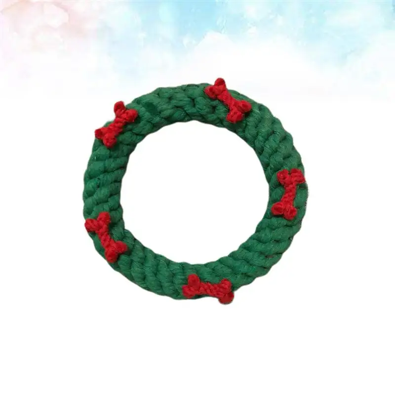 Creative Christmas Wreath Durable Funny Lovely Interactive Pet Supplies Dog Bite Toy Dog Chewing Toys For Home Outdoor A35