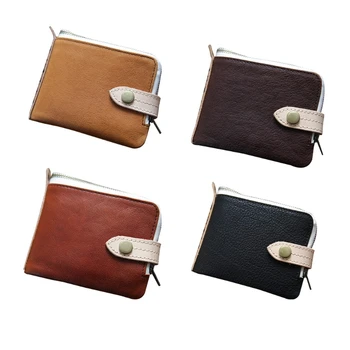 

Women Men PU Leather Vintage Short Wallet 4 Colors Credit Card Cash Coins Holder Bifold Business Purse With Zipper & Hasp