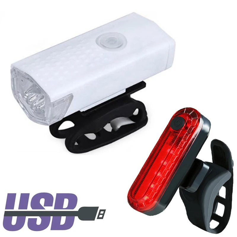 Bike Light USB Rechargeable 300 Lumens 3 Modes LED Bicycle Light Front Headlight With Wolf Star Taillight Bike Accessories Bike Light USB Rechargeable 300 Lumens 3 Modes LED Bicycle Light Front Headlight With Wolf Star Taillight Bike Accessories