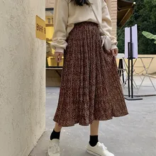 Винтажная юбка в литературном стиле, повседневные юбки с цветочным принтом, Женская милая плиссированная юбка с эластичной резинкой на талии, Faldas Mujer Moda