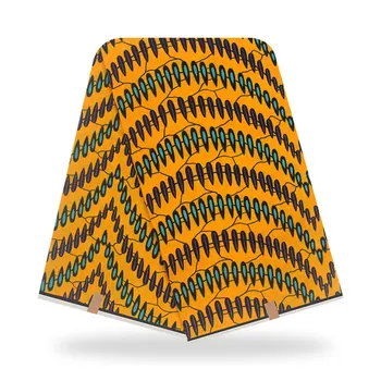 

2020 Latest Yellow Wax 6 yards African Fabric 100% Cotton Wax Print Fabric High Quality African Wax