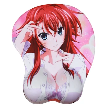 

QQQRGB 3D Wrist Rest Mouse Pad Mat Silica Gel Sexy Japan Anime Girl Oppai Breast Game Gaming Mousepad for Laptop PC Cat