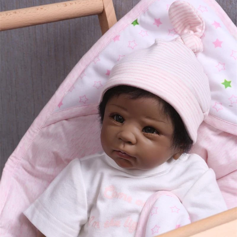 NPK 2" 55 см Reborn Baby Dolls виниловые Силиконовые Реалистичные черные кожаные Bebe младенец получивший новую жизнь Кукла младенца Дети День рождения Рождественский подарок