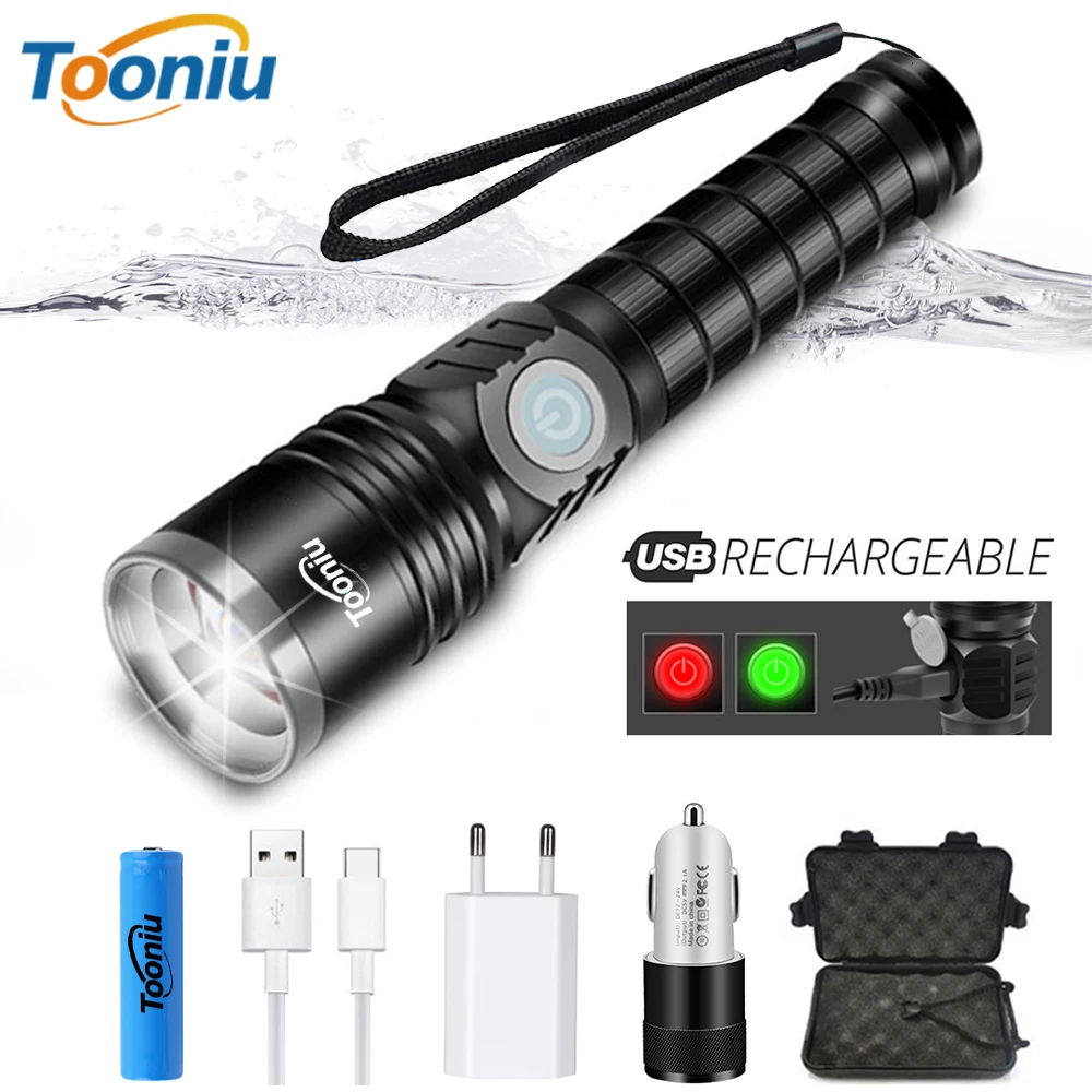 

USB Rechargeable LED Flashlight Super Bright 3 Mode Zoom Waterproof Torch Powered By 18650 Battery Suit for Outdoor Activities