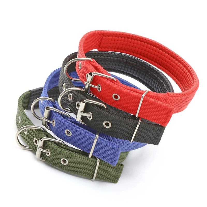 

Solid Dog Collars Nylon Dog Collar Pet neck collar Adjustable For Medium Large Dogs Engraved Collar de perro