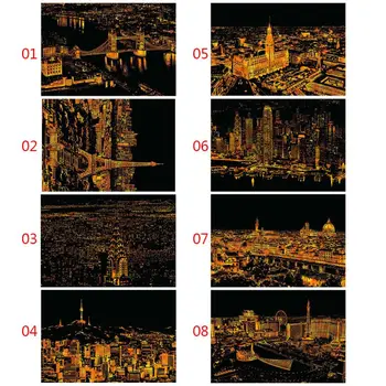 

Creative Color Postcard Scraping Night Scenes Scratching Classical World Fashion City Sign Greeting Cards