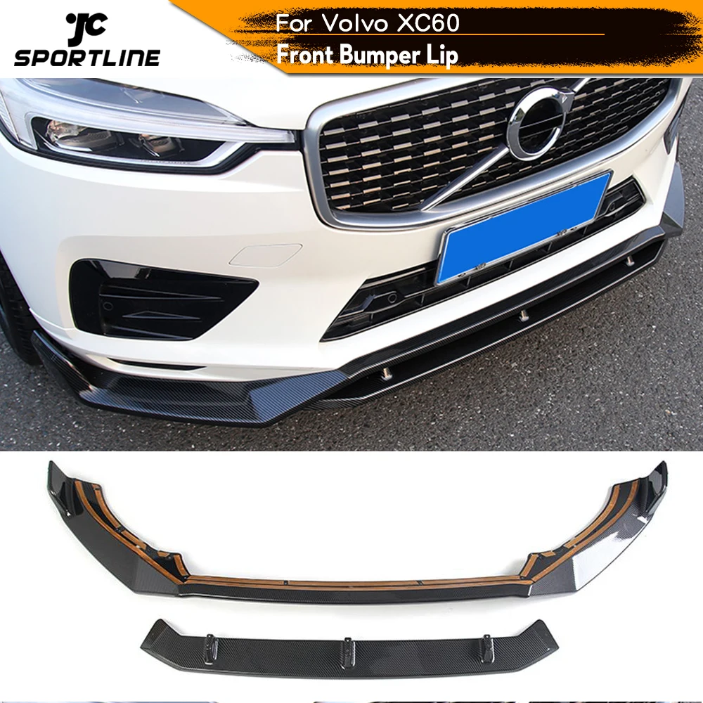 Передний бампер спойлер разветвители для Volvo XC60 2018 2020 АБС глянцевый черный