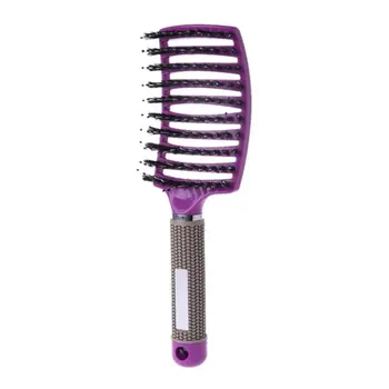 

2019 Nylon Hairbrush Wet Curly Detangle Hair Brush & Women Hair Scalp Massage Comb Bristle for Salon Hairdressing Styling Tools