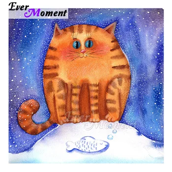 

Ever Moment Diamond Painting Cat Snow Fish Picture Of Rhinestone Mosaic Decoration For Home Diamond Embroidery Decor ASF1944