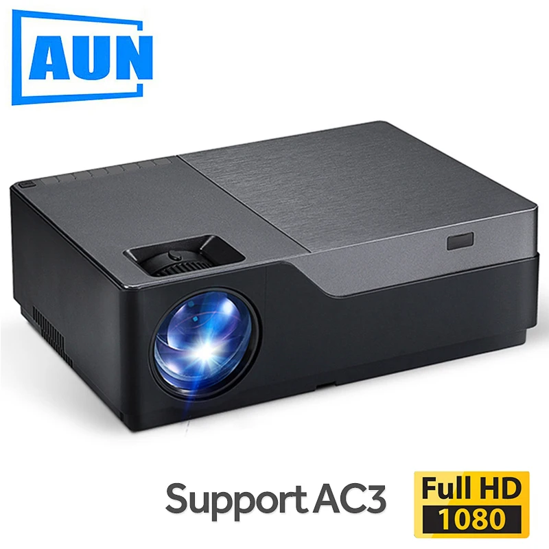 AUN проектор Full HD, разрешение 1920x1080. Поддержка проектора AC3. Дома Театр. 5500 люмен. (Необязательно Android WI-FI) M18