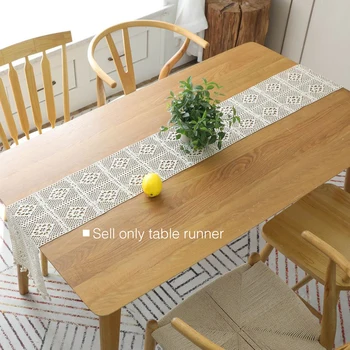 

Table Runner Cotton Blend Home Tassel European Style Dining Room Holiday Elegant Mat Crafts Party Floral Dinner Out