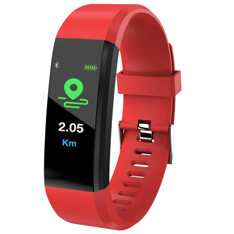 Спортивные Смарт-часы-браслет, пульсометр, измеритель артериального давления, шагомер, водонепроницаемые фитнес-часы, мужские шаги, напоминание о социальных данных - Цвет: red