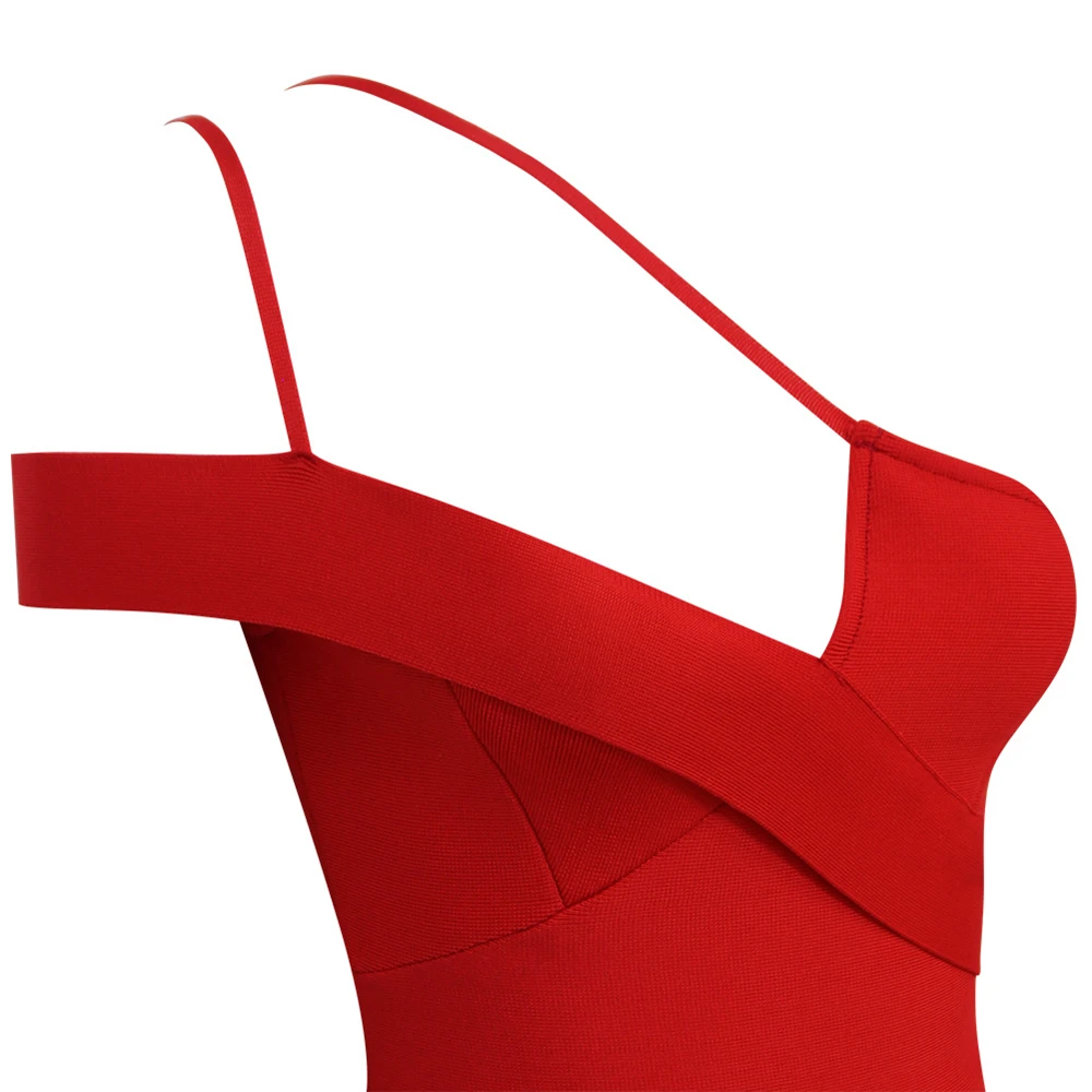 Ocstrade 2020 New Summer One Shoulder Bandage Dress Women Sexy Sleeveless Red Bandage Dress Bodycon Club
