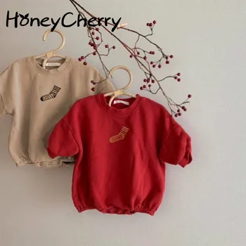 

Baby Girl Bodysuits Baby Simple Embroidery Loose Sweater Autumn And Winter Baby Bodysuit(no sock and hat )