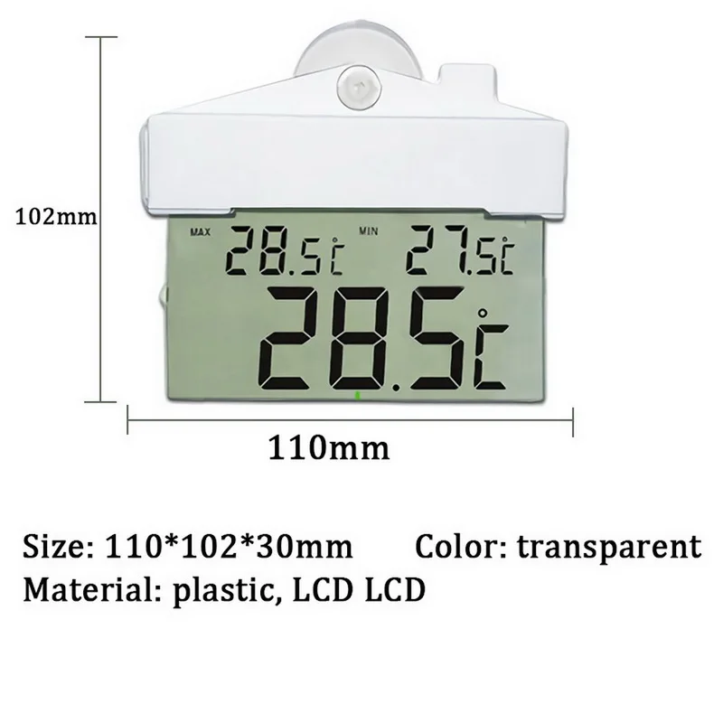 Цифровой Прозрачный оконный дисплей термометр гидрометр Крытый Открытый Температура измеритель влажности станция с присоской - Цвет: A