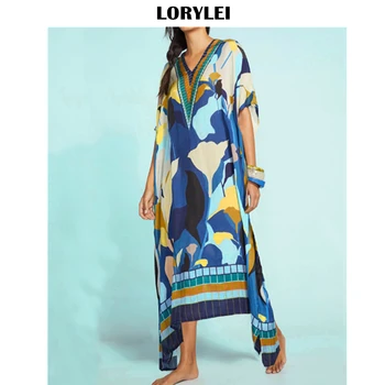 

Long Cotton Beach Cover up Pareos de Playa Mujer Kaftan Beach Wear Oversize Bikini Cover up Robe Plage Sarong Beach Tunic Q807