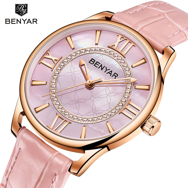 

Relogio Feminino Benyar Luxury Brand Women Watches Ladies Waterproof Fashion Leather Quartz Wrist Watch Clock Woman Reloj Mujer