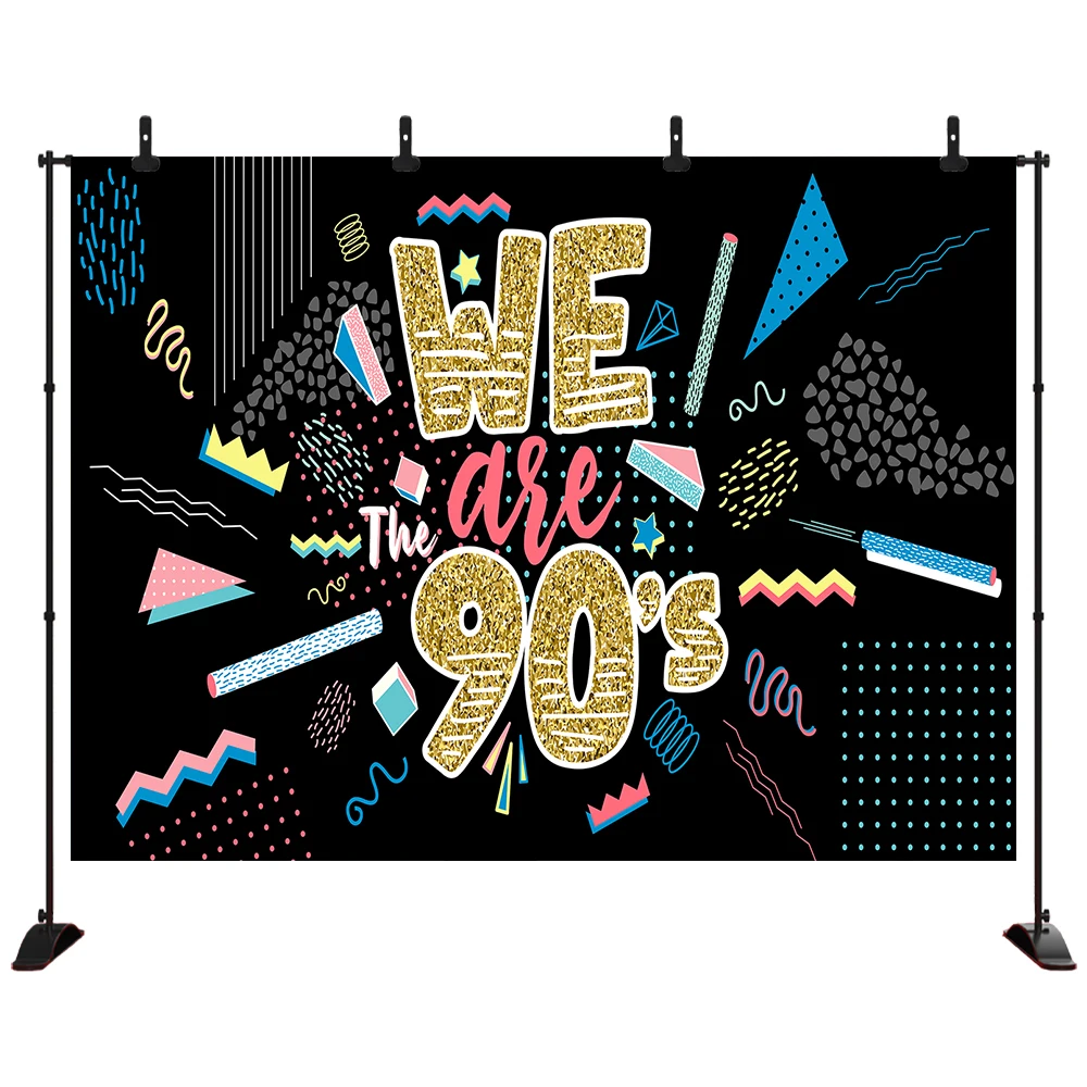 

90S Theme Party Backdrop golden we are 90s Retro Style Club Tape Shoot Studio Props