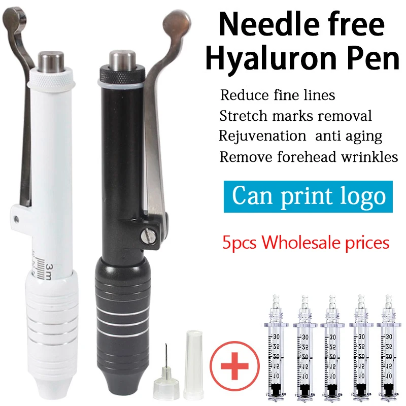 

5pcs 0.3ml Hyaluronic acid Pen Atomizer hyaluron pen mesotherapy gun Wrinkle Removal Noninvasive Nebulizer make logo for free