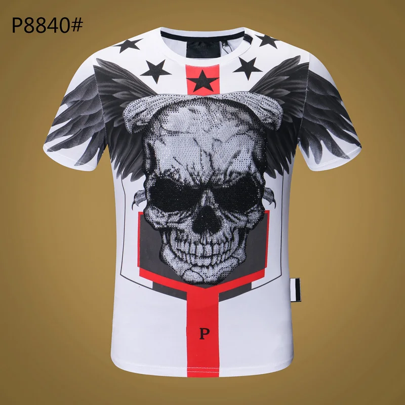 Italy Brand T shirt Fashion Men Round Neck Short Sleeve Luxury Plein T ...