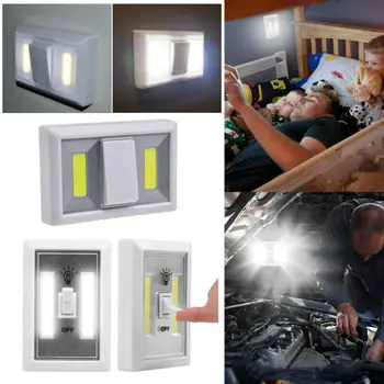 

Cordless COB LED Night Light Switch Battery Operated Closet Wall Emergency