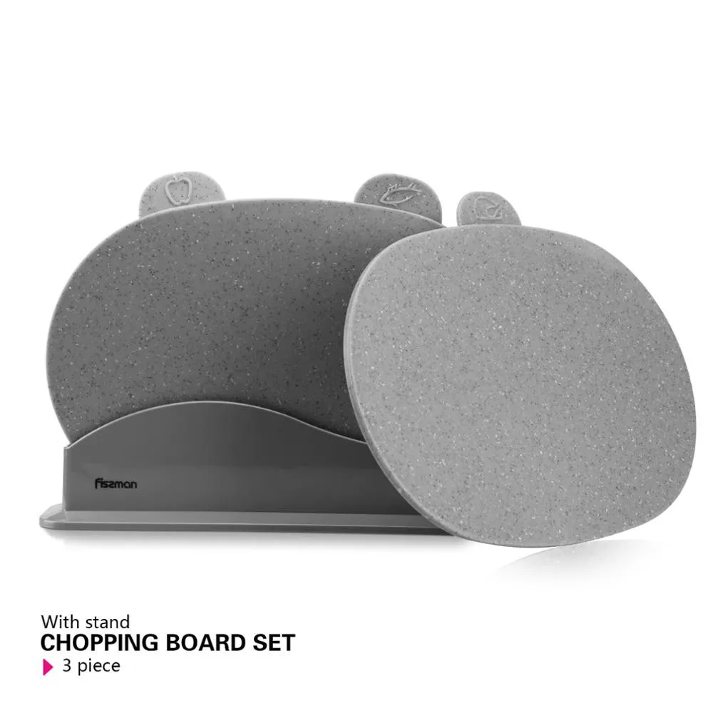

Non-slip round block cutting board for cutting Anti Bacterium plastic mats with Stand-3pcs sets