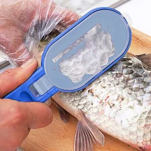 Escova de pesca 2 em 1, cortador de pele de peixe embutido, remoção rápida, raspador, limpeza