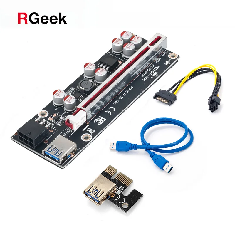Райзер PCI-E для майнинга BTC профессиональный Экспресс-удлинитель 1X 4x 8x 16x PCI E USB 009 GPU