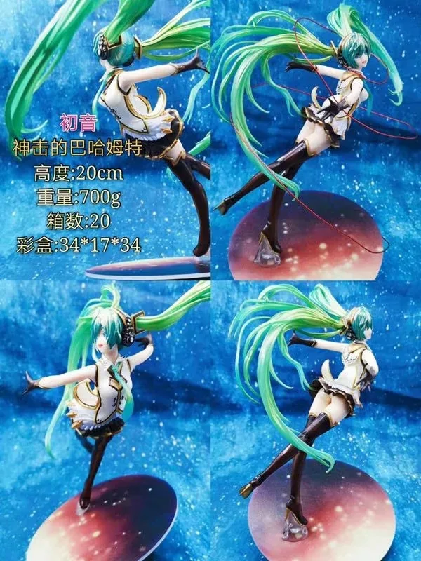 Короткая футболка с героями из японского аниме «Hatsune Miku рис ярость бахамута зимние героини сексуальные девушки ПВХ Фигурки Коллекционная