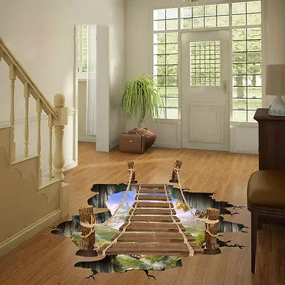 3D мост пол стикер домашнее украшение для детской комнаты пол 60x90 см гостиная настенные наклейки в комнату ПВХ реалистичный Пол Стикер