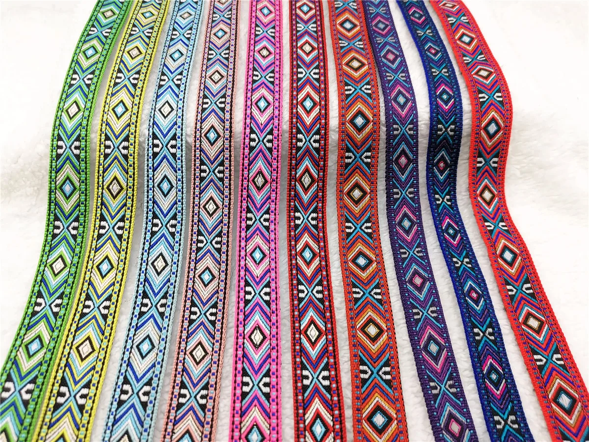 5/8" 18mm 5 Yards Geometry Woven Jacquard Ribbon for DIY Pet Collar Garment Accessories ribbon decoration ribbon supplies sewing ribbon
