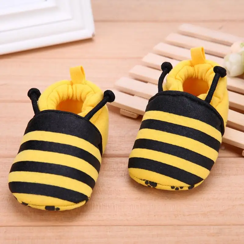Casual Shoes Cute Cartoon Yellow Bee Pattern Newborn Baby Infant Shoes Elastic Band Soft First Walker