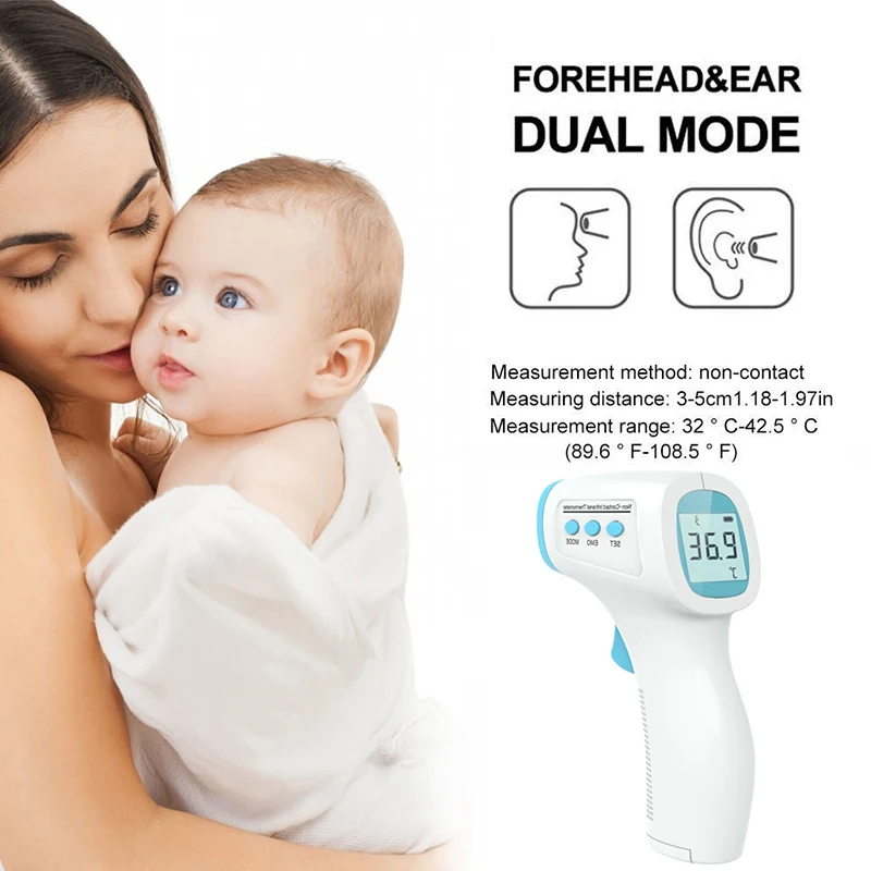

Infrared Thermometer Non-contact Laser Ear Forehead Ear Wrist Digital Thermometers Has CE Test English Version Fast Delivery