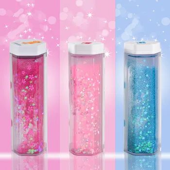6 個流砂スパンコールクリエイティブ多機能円筒鉛筆ボックスケース 2019 学校文具ペンホルダーピンクブルー電卓