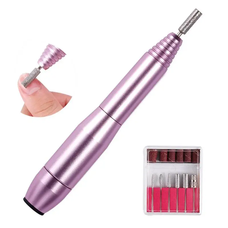 Portátil da Arte do Prego Ferramentas do Prego Broca Elétrica Caneta Arquivo Dispositivo Pedicure Polidor Polimento Moagem Prego Polisher Grindi B4w1 6 Brocas elétricas p manicure e acessórios