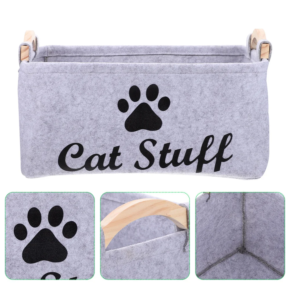 Pet and Accessories Storage Felt Basket Chest Bin Organizer with Wood Handle | Дом и сад