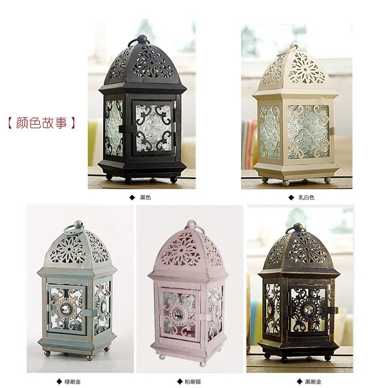 Gentle Times European Style Classical Romantic Hanging Wedding Iron Art Candle Holder Home Decoration Morocco Candlestick