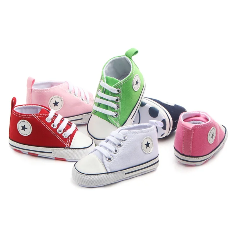  Baby Boy Girl Shoes Soft Bottom Toddler Anti-slip Multi-color Star Canvas Sneakers Newborn First Wa