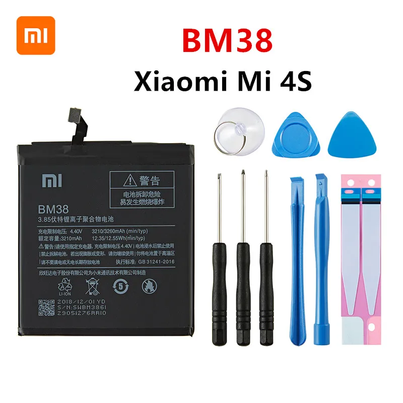 

Xiao mi 100% Orginal BM38 3260mAh Battery For Xiaomi 4S Mi 4S Mi4S BM38 High Quality Phone Replacement Batteries +Tools