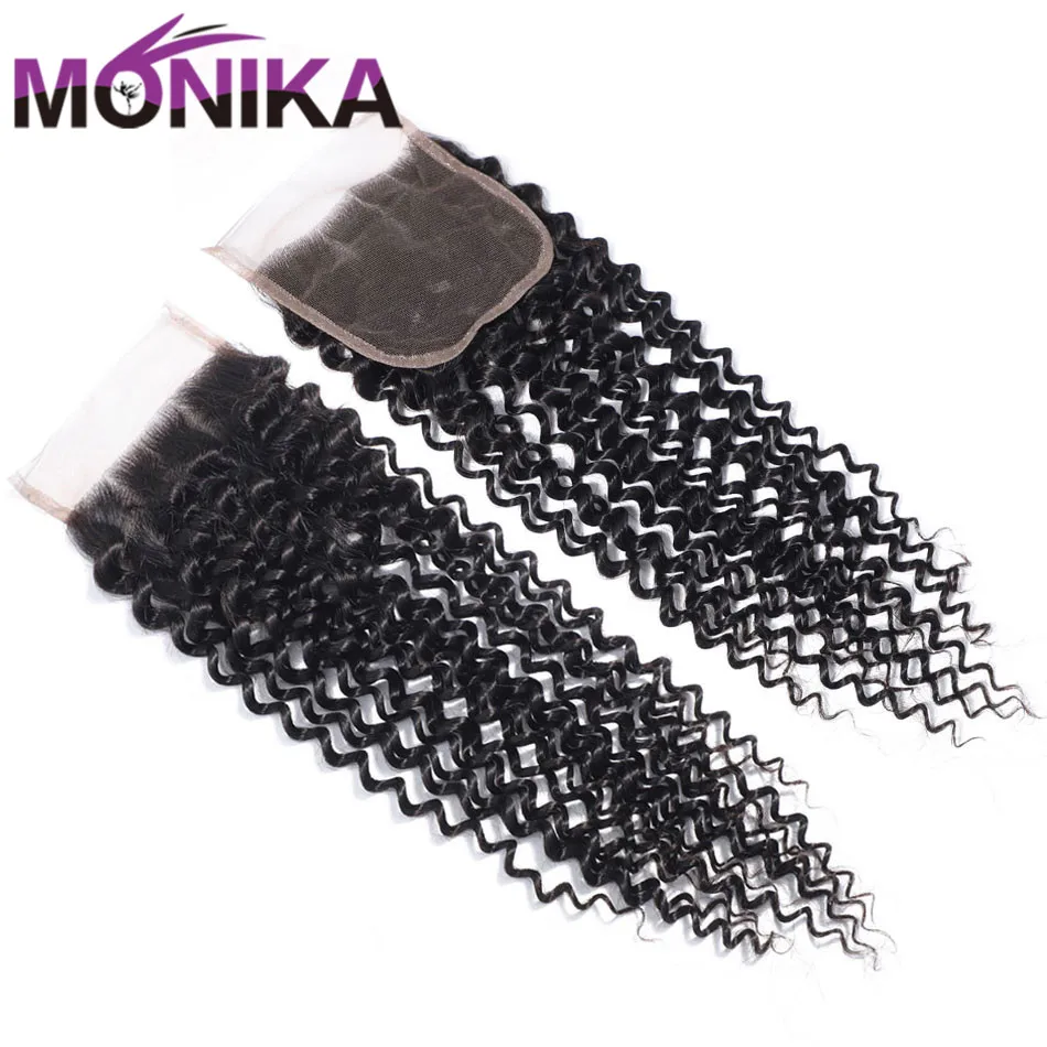 

Monika Peruvian Hair Kinky Curly Closure 130% Density 4x4 Closure Human Hair Lace Closure Free/Middle/3 Part Non Remy Closures