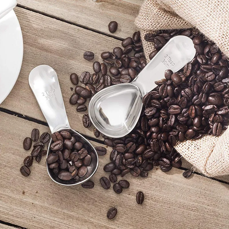 Measuring Spoons Coffee Scoop Short Handle 304 Stainless Steel Tablespoon Measuring Spoon 2Pcs(2Tbsp-30Ml) for Baking or Coffee
