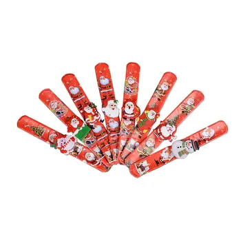 

24pcs Christmas children's bracelet toy silicone patted cartoon luminous bracelet flash party props