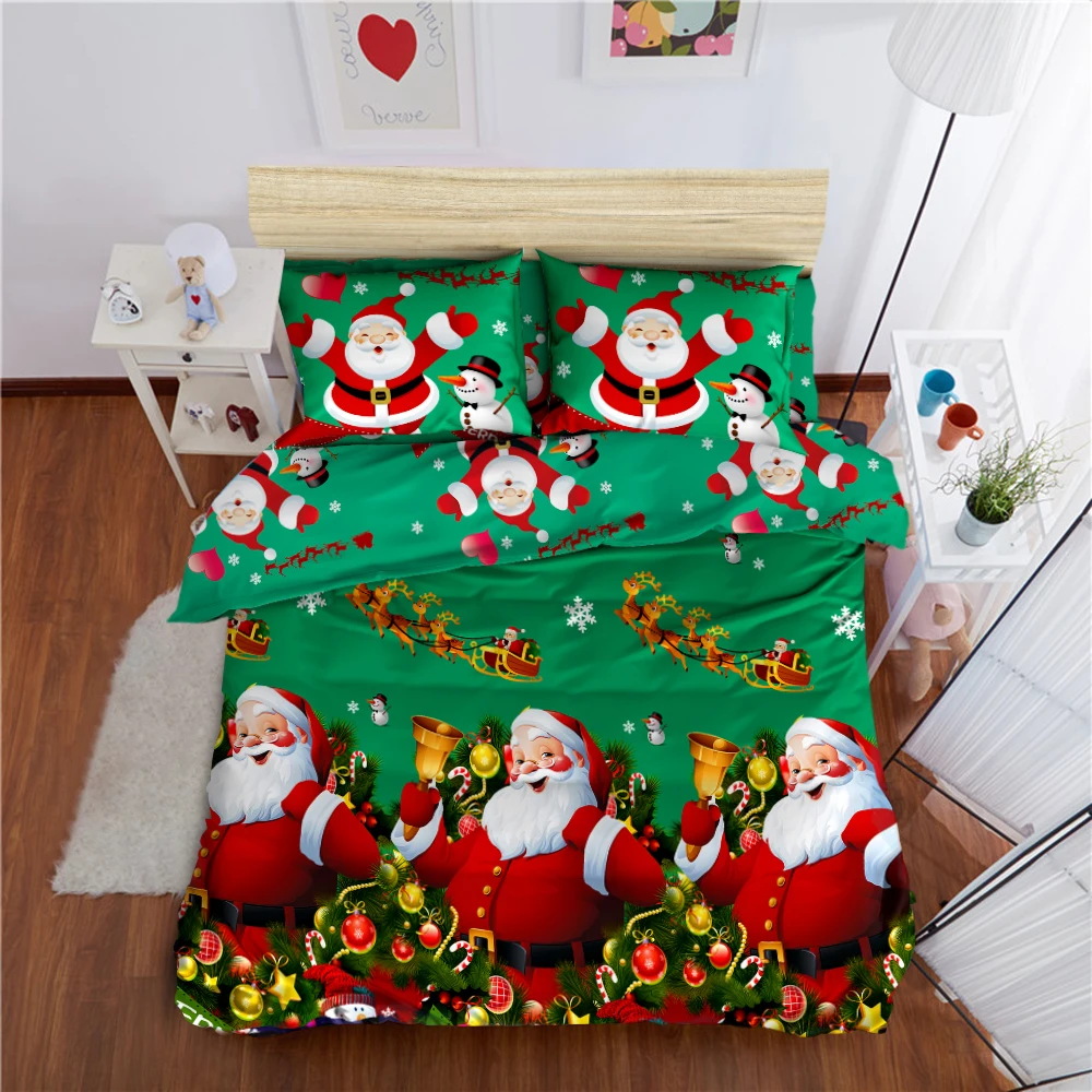

Hot New Christmas Bedding Set Polyester 3D Printed Duvet Cover + 2pcs Pillowcases + Bed linen Set Bedroom Decorations Duvet Cove