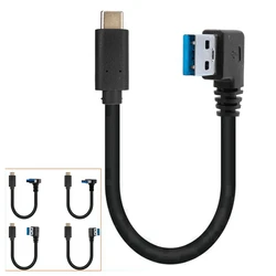90 degree UP Down LeftRight Angle USB 3.0 (Type-A) Male to USB3.1(Type-C)Male USB Data Sync & Charge Cable Connector(Black) 0.2m