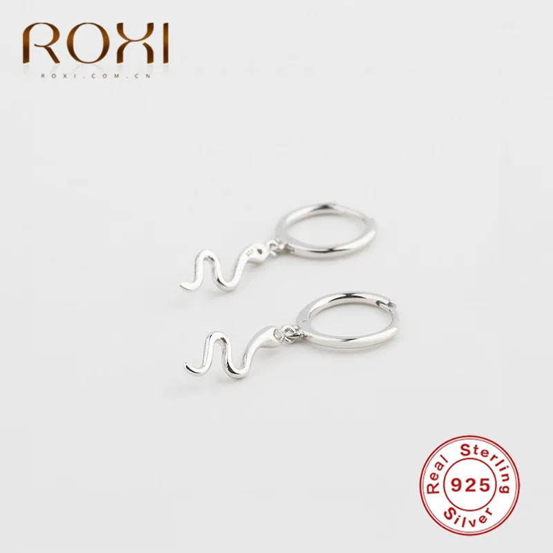 ROXI, серьги в стиле панк со змеей, 925 пробы, серебряные, с подвеской в виде змеи, серьги-гвоздики для женщин, животный альпинист, ювелирное изделие для ушей
