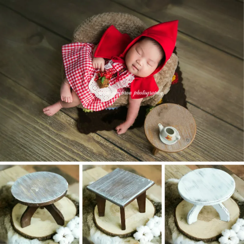 Newborn Photography Props Mini Wooden Table Baby Photo Table Infant Shoot Accessories Studio Creative Props Small Wooden Desk